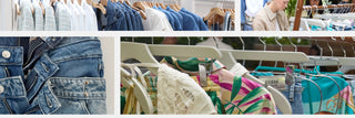 Varie foto di abbigliamento piegato o in armadio