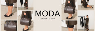 Collage di immagini con una borsa strutturata e calzature eleganti in tonalità naturali, che anticipano le tendenze moda 2026 secondo Gipys.