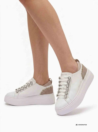 DAMEN SNEAKER - EMANUELLE VEE WEISS-SAND - 462P-100-13-P003 5