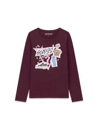 T-SHIRT RAGAZZA - GUESS KIDS BORDEAUX - J6YI01 K3664 1
