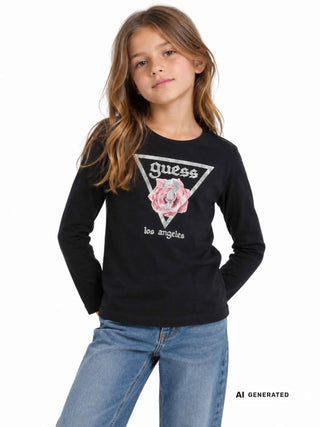 MÄDCHEN-T-SHIRT - GUESS KIDS SCHWARZ - J6YI33 K3771 3