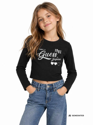 MÄDCHEN-T-SHIRT - GUESS KIDS SCHWARZ - J6YI35 K3774 3