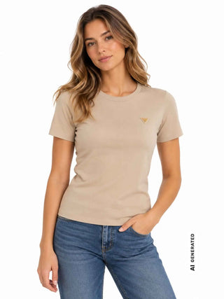 DAMEN T-SHIRT - GUESS ATHLEISURE TAUPE - V4YI09 J1314 3