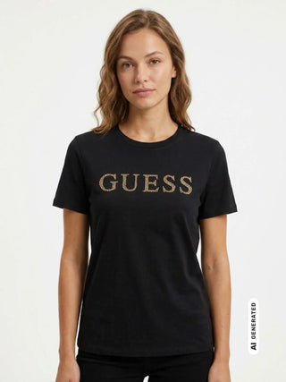 DAMEN T-SHIRT - GUESS ATHLEISURE SCHWARZ - V6RI20 J1314 3