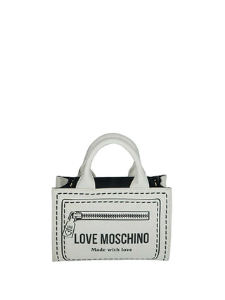 BORSA A MANO DONNA - LOVE MOSCHINO BIANCO-NERO - JC4051PP1PLK1