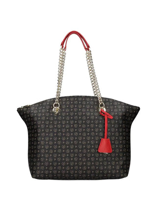 BORSA A SPALLA DONNA - POLLINI NERO-ROSSO - TE8408PP02Q11 1