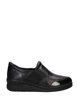 SLIP ON DONNA - RIPOSELLA NERO - MANUELA I WC02BX