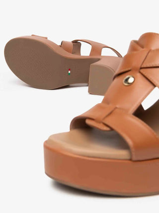 SANDALO DONNA - NERO GIARDINI COGNAC - E616092D 4