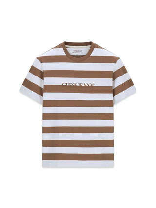 Herren-T-Shirt - Guess Jeans Weiß-Braun - M4YI84 K9XF1