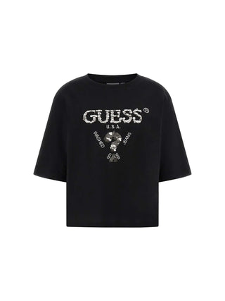 DAMEN-T-SHIRT - GUESS ATHLEISURE SCHWARZ-WEISS - V4YI06 I3Z14