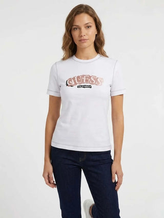T-SHIRT DONNA - GUESS ATHLEISURE BIANCO - V6GI15 K2982 3