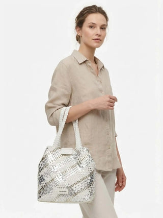 BORSA A SPALLA DONNA - CAFE NOIR ARGENTO-BIANCO - C3MG1021 4