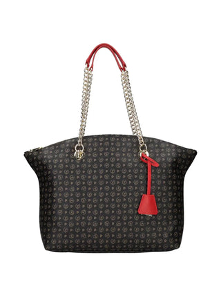 BORSA A SPALLA DONNA - POLLINI NERO-ROSSO - TE8408PP02Q11 1